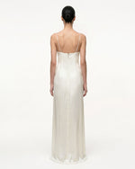 Iris Motif Satin Slip Gown - White