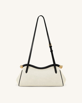 Naomi Curved Shoulder Bag - Black Canvas