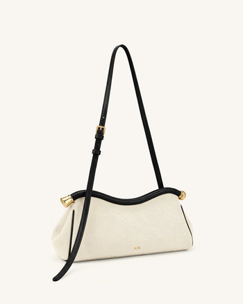 Naomi Curved Shoulder Bag - Black Canvas
