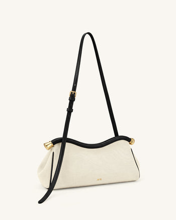 Naomi Curved Shoulder Bag - Black Canvas