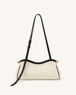 Naomi Curved Shoulder Bag - Black Canvas