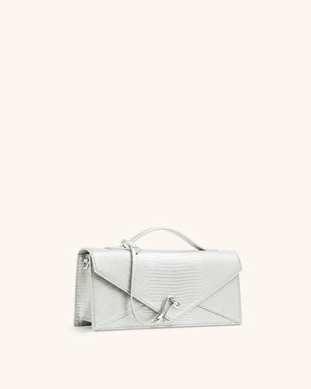 Celeste Envelope Top Handle Bag - Silver Lizard Texture