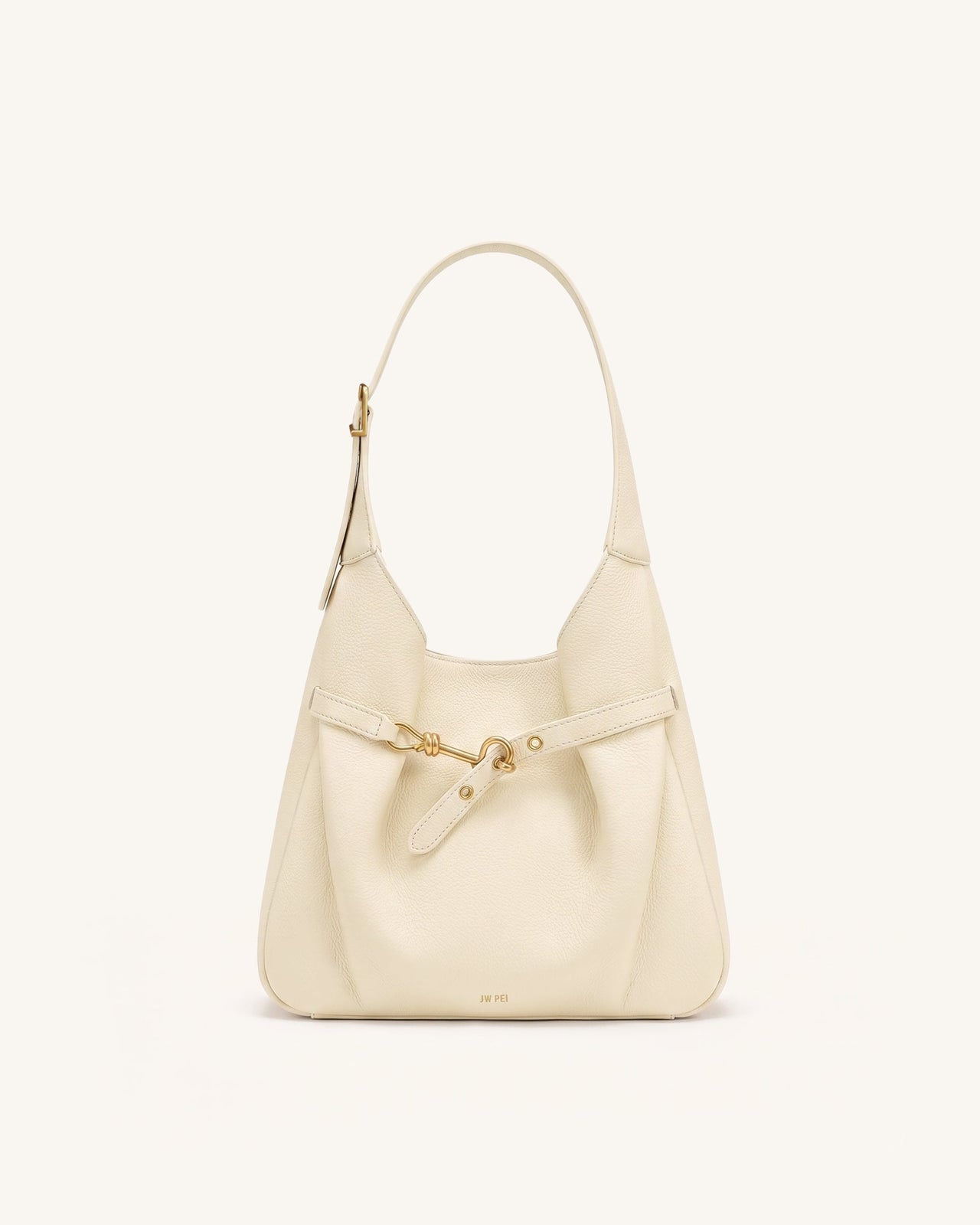 Alina Pebbled Hobo Bag - White