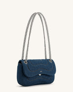 Tina Quilted Chain Crossbody - Blue Denim