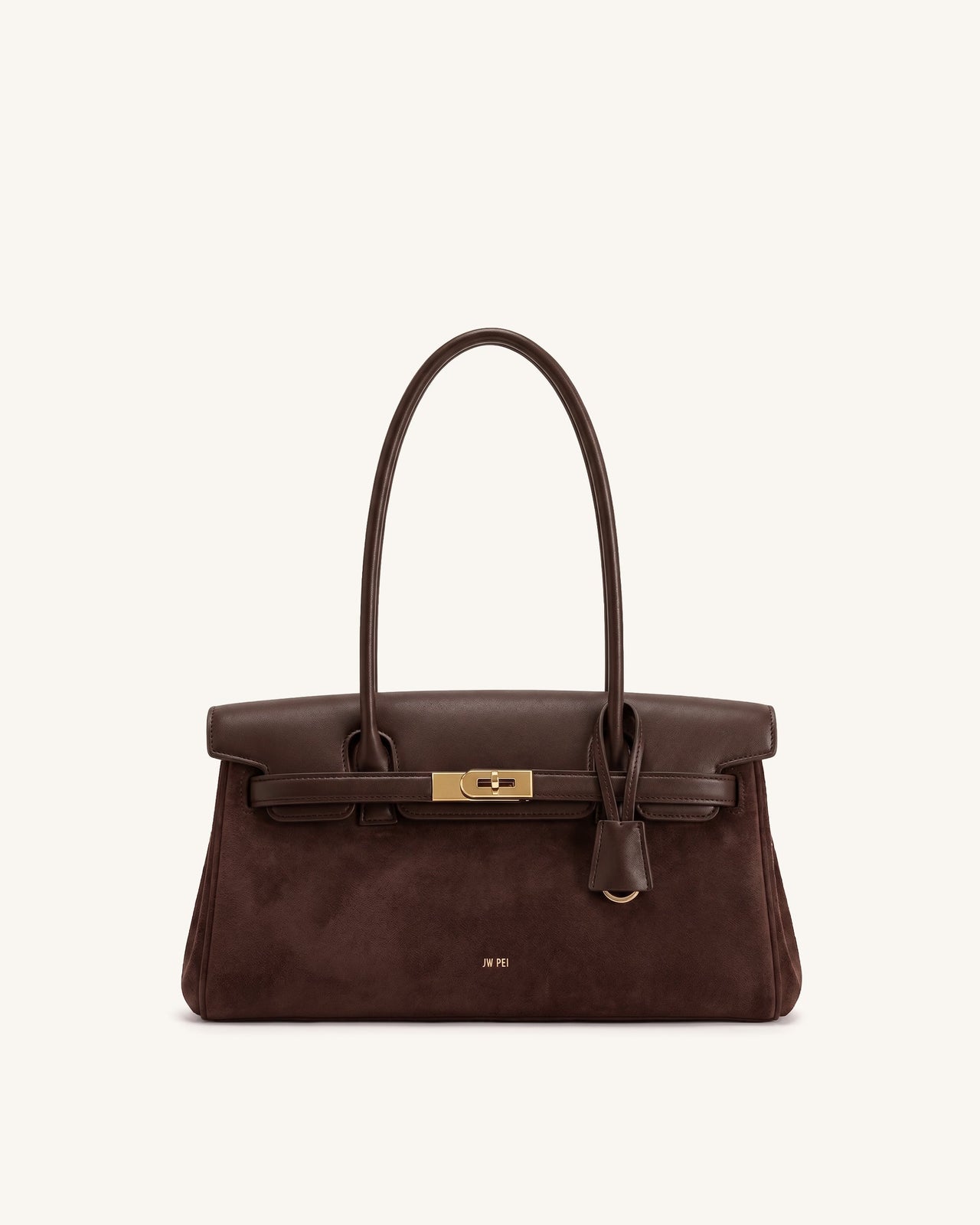 Yara Faux Suede Shoulder Bag - Chocolate Brown