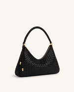 Lorena Woven Shoulder Bag - Black