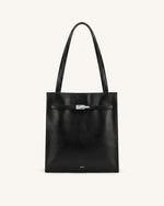 Noelle Belted Tote Bag - Black