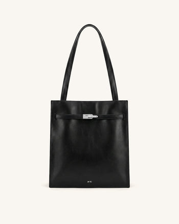 Noelle Belted Tote Bag - Black