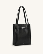 Noelle Belted Tote Bag - Black