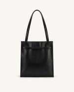 Noelle Belted Tote Bag - Black