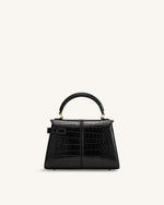Elise Top Handle Bag - Black Croc