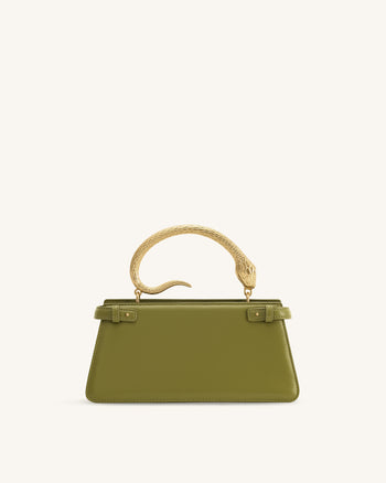 Elena Snake Handle Top Handle Bag - Matcha Green