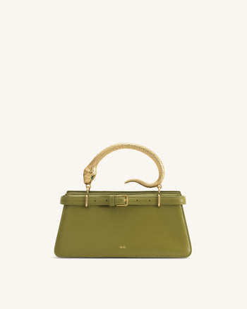 Elena Snake Handle Top Handle Bag - Matcha Green