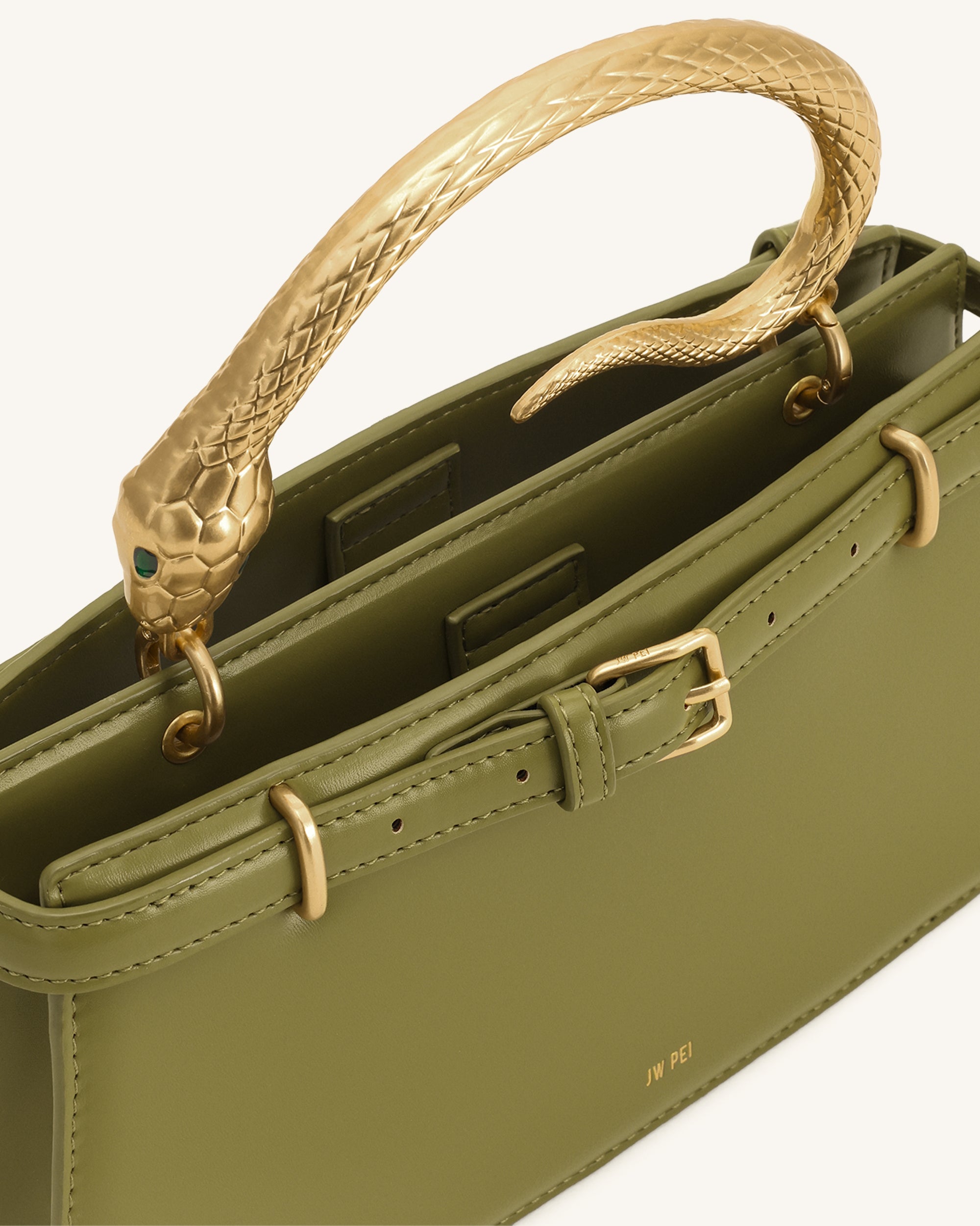 Elena Snake Handle Top Handle Bag - Matcha Green - JW PEI UK