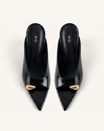 Noemi Pointed-Toe Mule Heels - Black