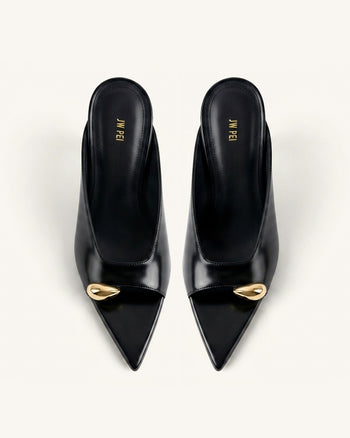 Noemi Pointed-Toe Mule Heels - Black