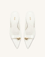 Noemi Pointed-Toe Mule Heels - White