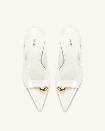 Noemi Pointed-Toe Mule Heels - White