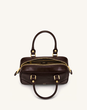 Odette Boston Top Handle Bag - Dark Brown
