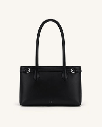 Camille Buckle Strap Tote Bag - Black