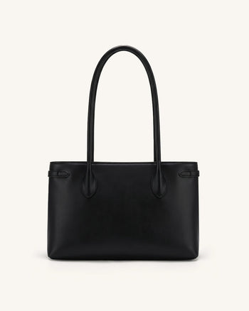 Camille Buckle Strap Tote Bag - Black