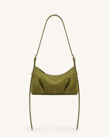 Loriette Faux Suede Crossbody Bag - Olive Green