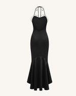 Orchid Embroidered High-Low Midi Dress - Black