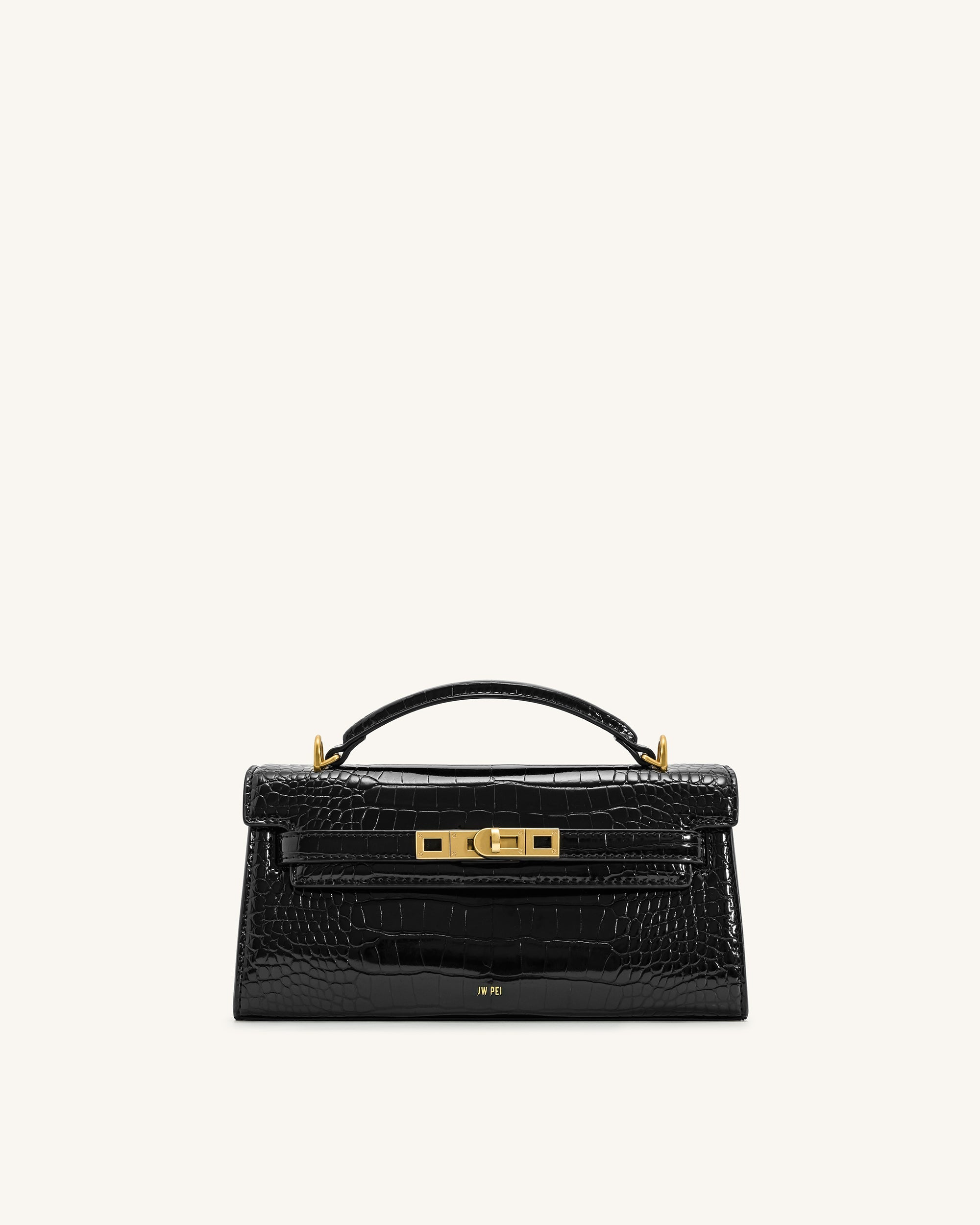 Noor Top Handle Bag - Black Croc - JW PEI UK
