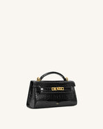 Noor Top Handle Bag - Black Croc