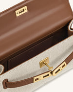 Noor Top Handle Bag - Brown Canvas