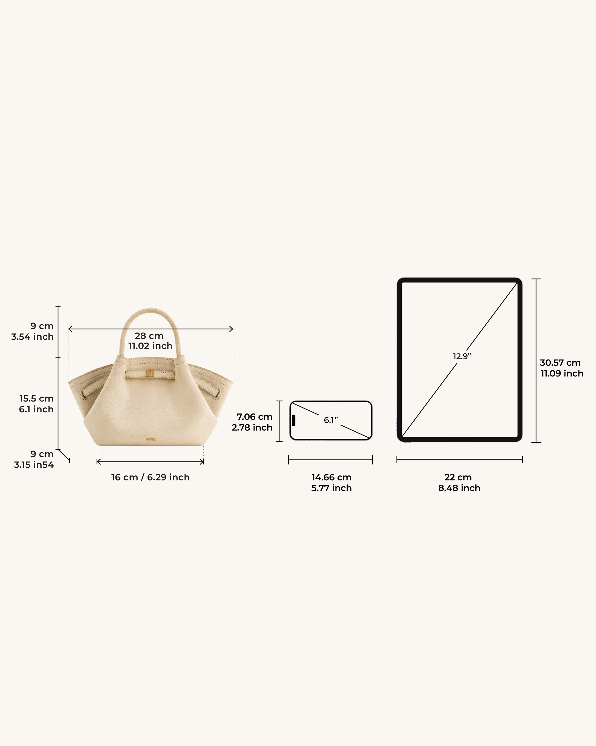 Hana Mini Faux Suede Tote Bag - Off White - JW PEI UK
