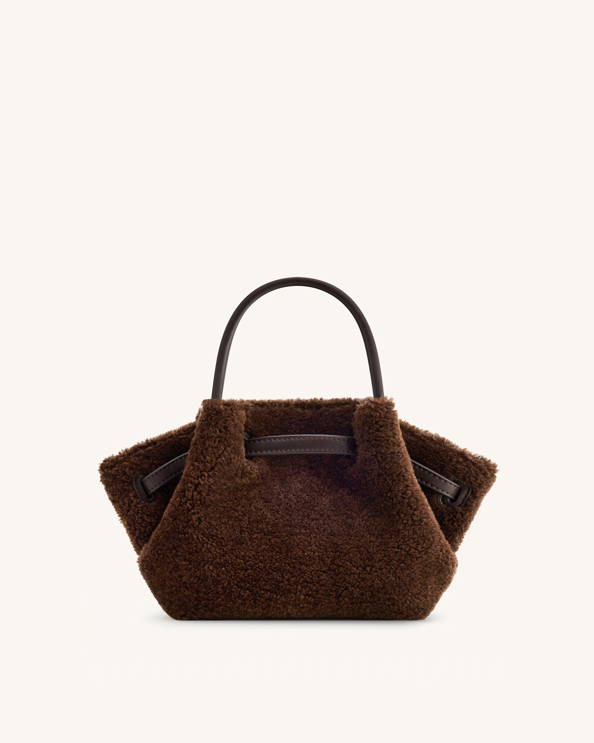 Hana Mini Faux Fur Tote Bag - Dark Brown - JW PEI UK