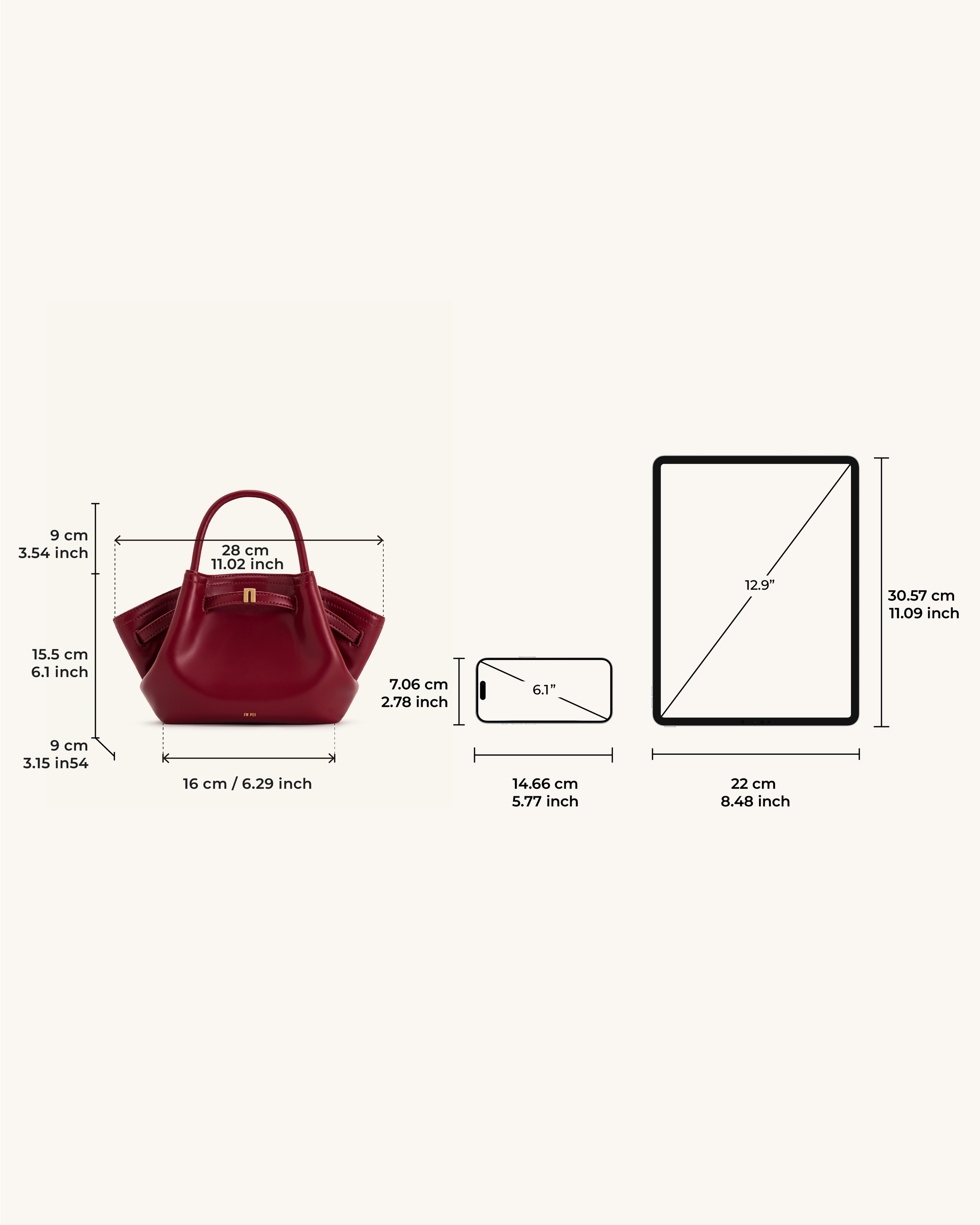 Hana Hana Mini Tote Bag - Claret - JW PEI UK