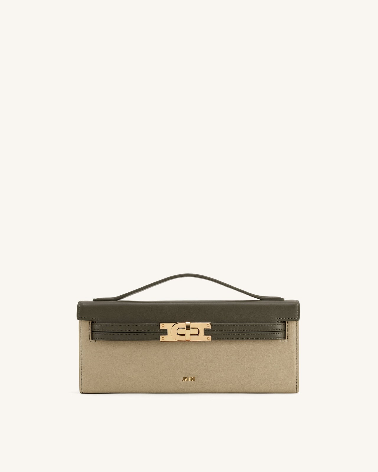 Bria Faux Suede Structured Top Handle Bag - Dark Olive