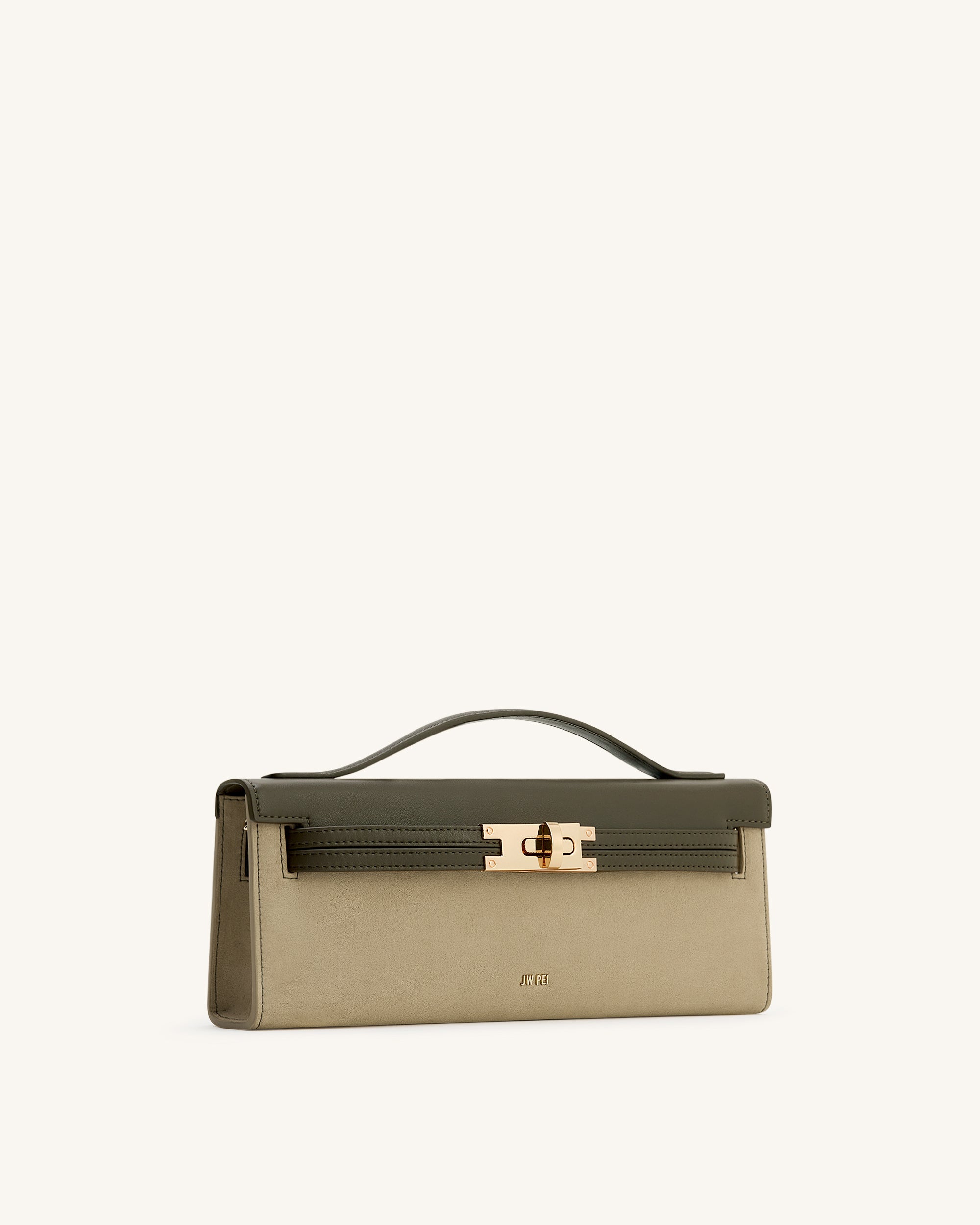 Bria Faux Suede Structured Top Handle Bag - Dark Olive - JW PEI UK