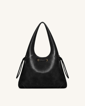 Celandra Drawstring Hobo Bag - Black