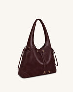 Celandra Drawstring Hobo Bag - Deep Burgundy