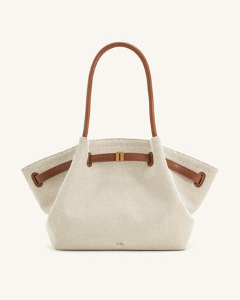 Hana Large Tote Bag - Brown Canvas