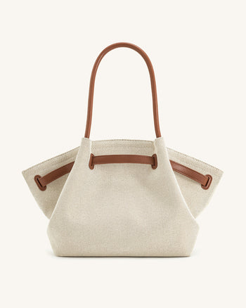 Hana Large Tote Bag - Brown Canvas