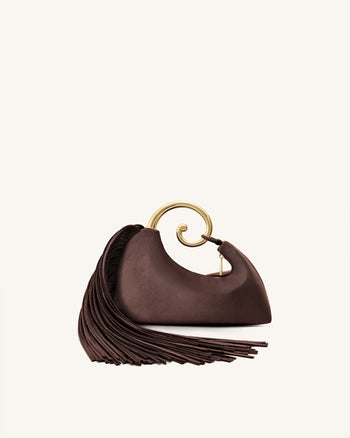 Nell Fringe Hardware Top Handle Bag - Deep Brown