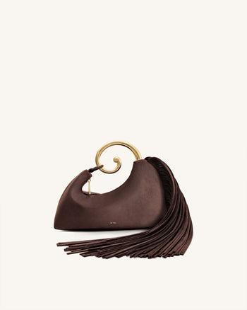 Nell Fringe Hardware Top Handle Bag - Deep Brown