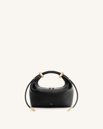 Ellie Metal Ring Embellished Top Handle Bag - Black
