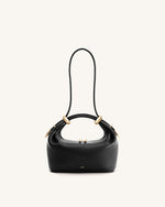 Ellie Metal Ring Embellished Top Handle Bag - Black