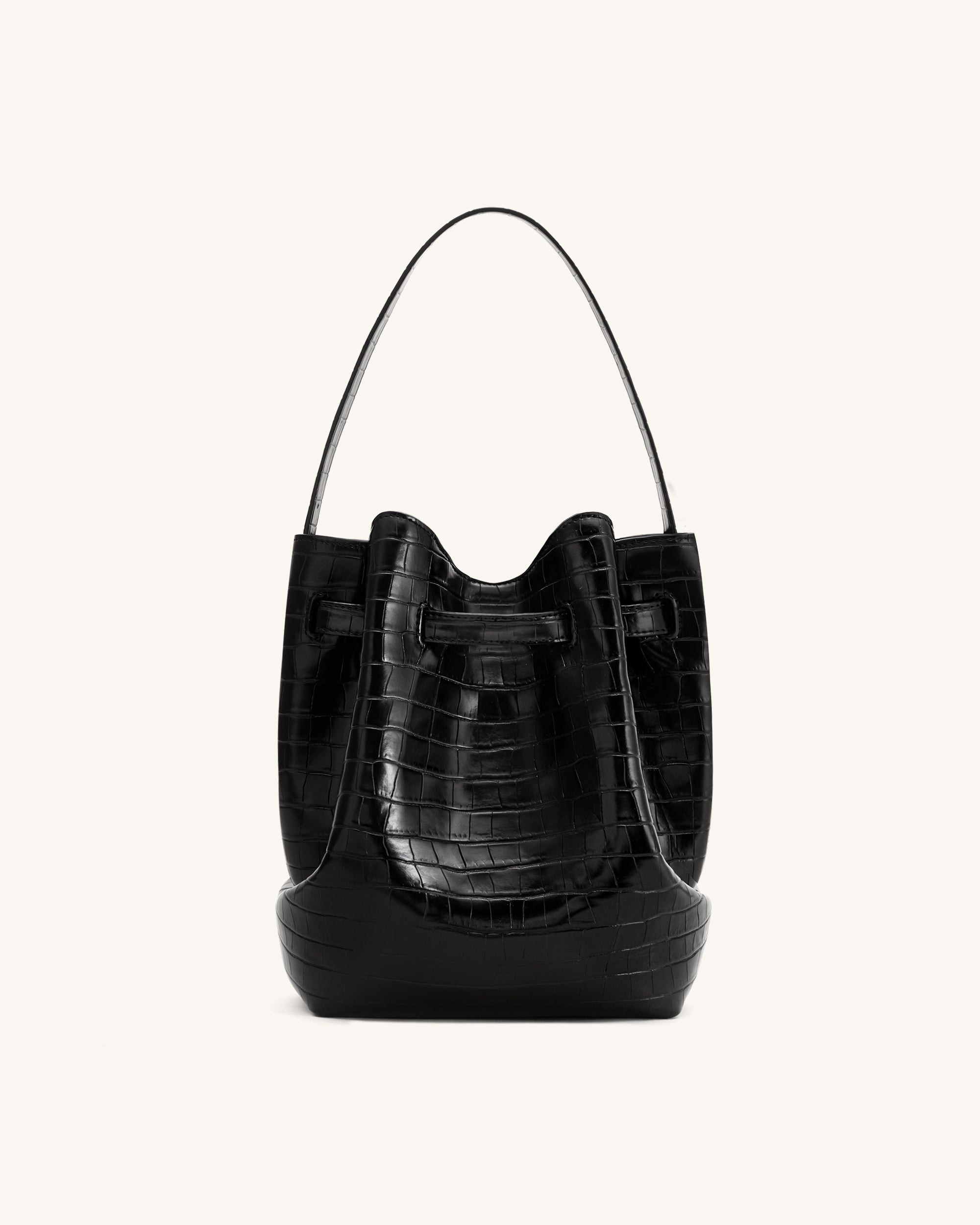 Clara Lock Accent Bucket Shoulder Bag - Black Croc – JW PEI UK