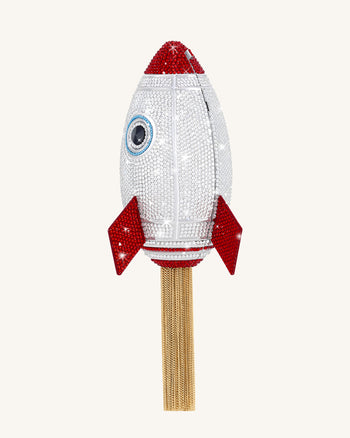 Rocket Shape Faux Crystal Clutch - Silver