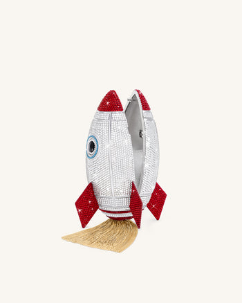 Rocket Shape Faux Crystal Clutch - Silver