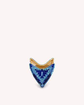 Paisley Crystal Butterfly Clutch - Blue