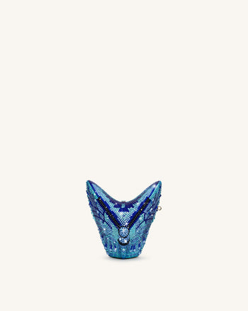 Paisley Crystal Butterfly Clutch - Blue