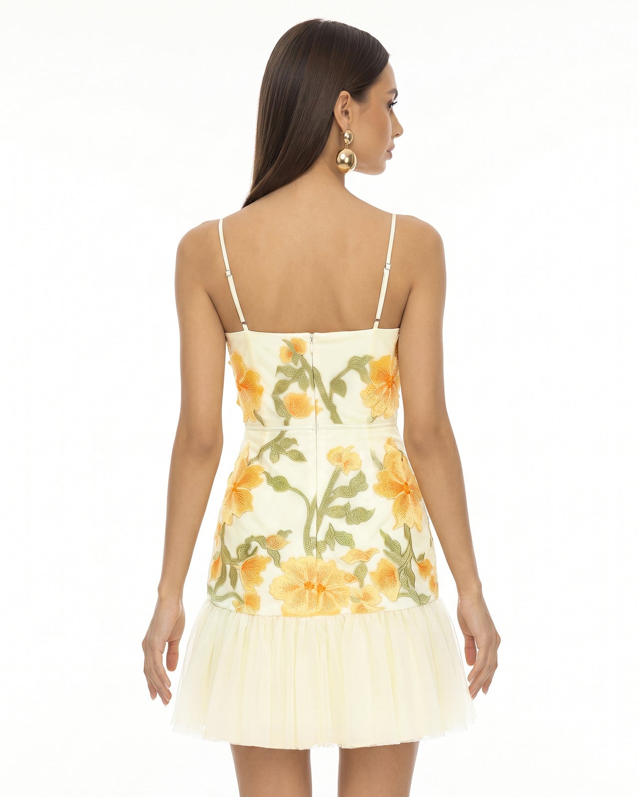 Floral Sling Mini Dress - Marigold