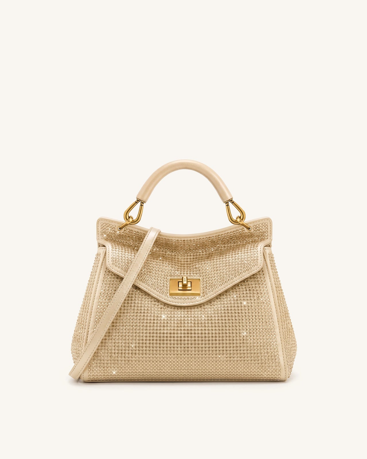 Lucia Classic Artificial Crystal Top Handle Bag - Champagne